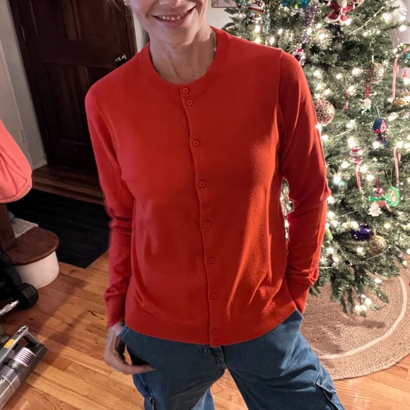 J.CREW The Caryn Red/Coral Cardigan Sz L - Picture 4 of 5
